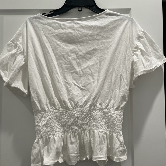 INC International Concepts White Ruffle Top - Picture 3 of 4